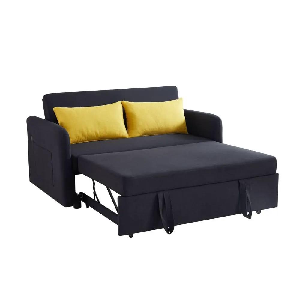 Black Convertible Loveseat With Pull Out Bed For Small Spaces from PriceLows™