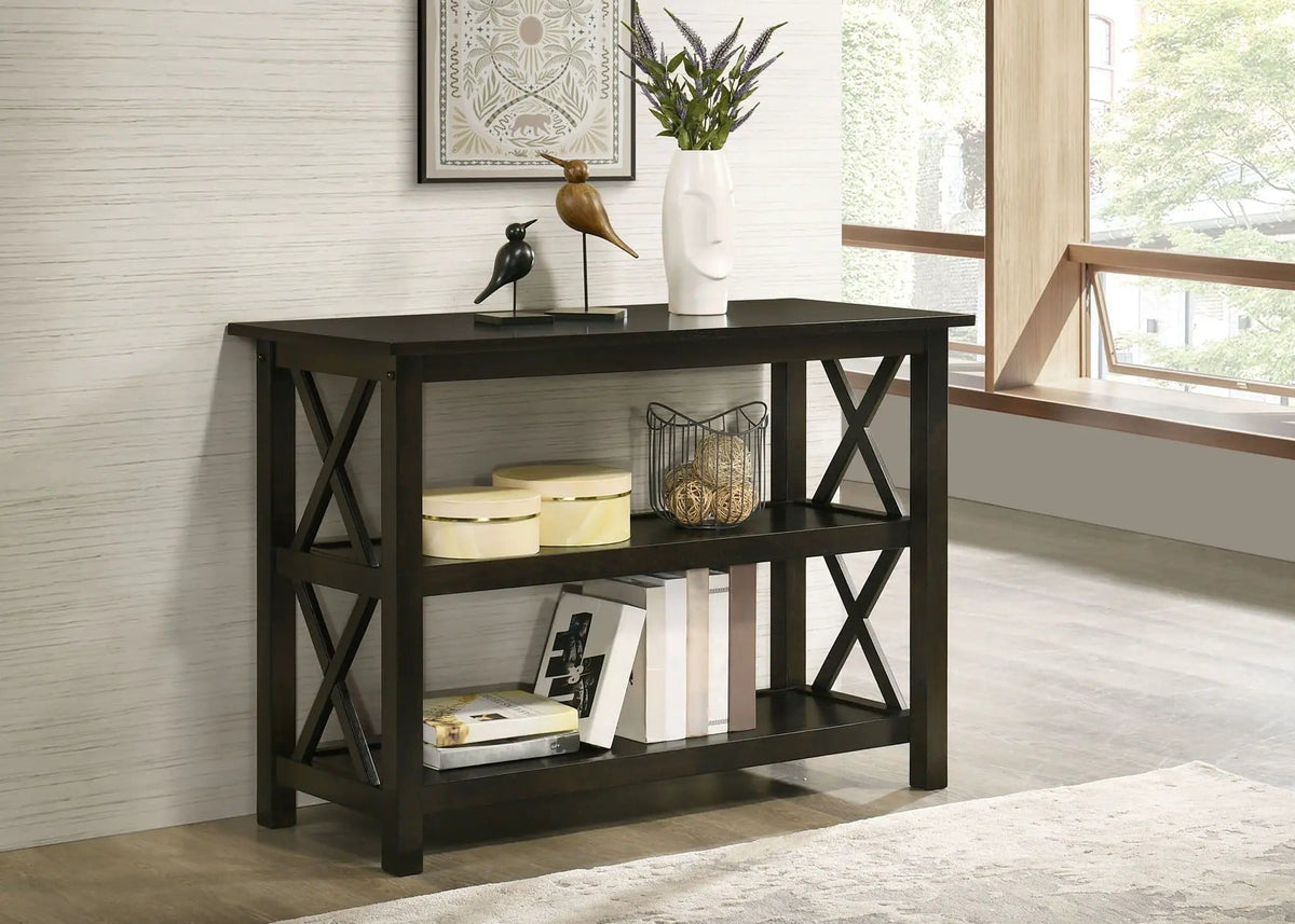 Rachelle 2-shelf Wood Entryway Console Table Deep Merlot | 42 x 17.25 x 30 in | Wood | Living Room