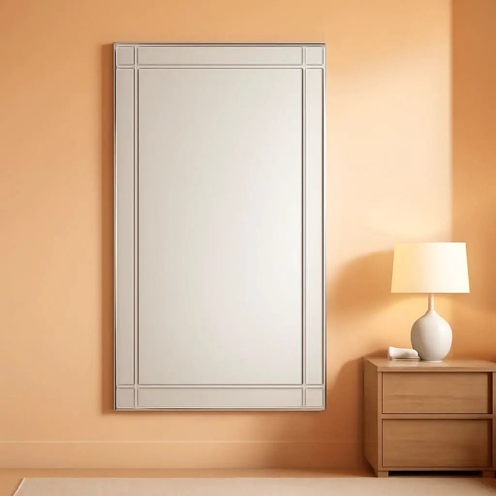 Modern Squared Corner Rectangle Wood Wall Mirror 24 x 54 from PriceLows™