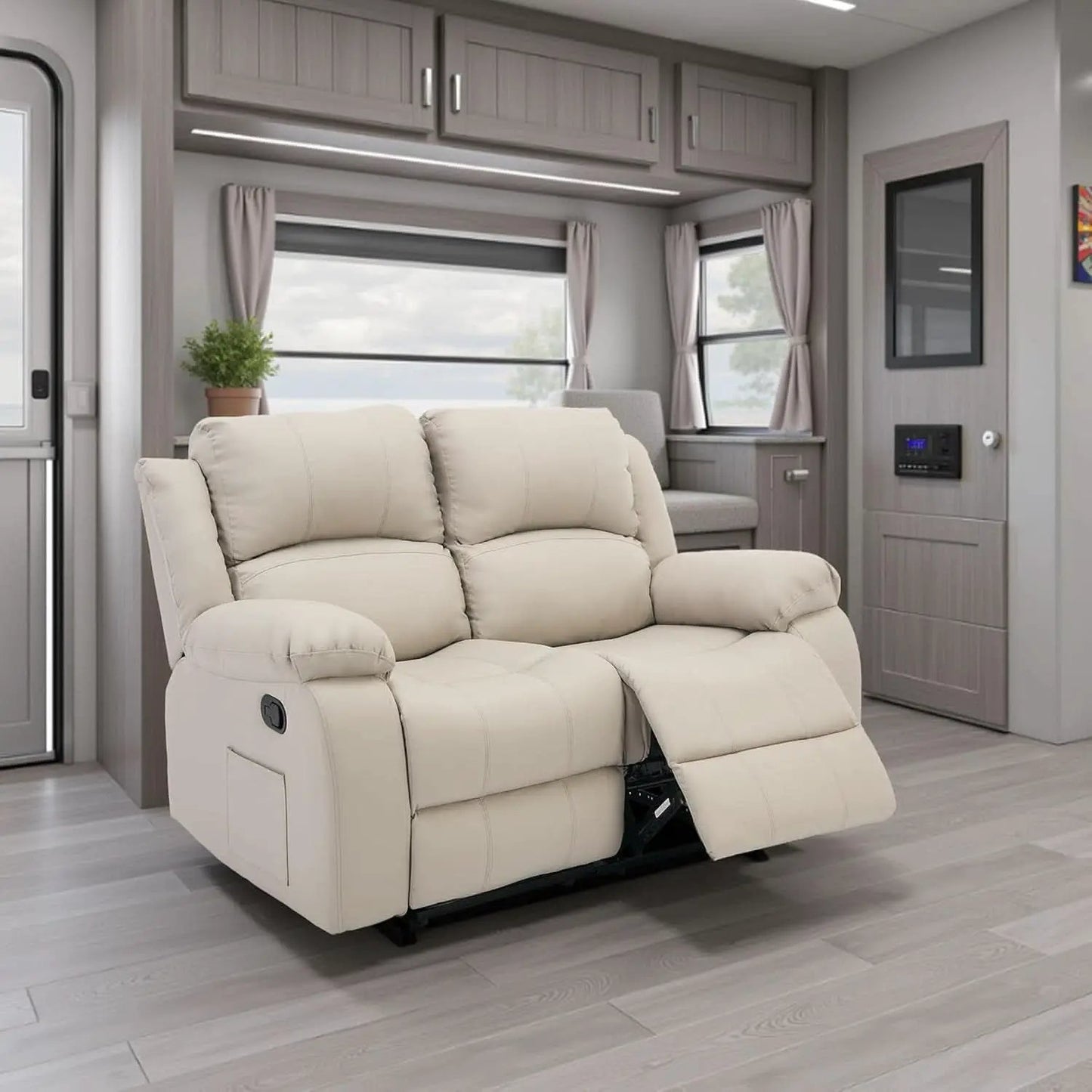 Manual Leather Loveseat Recliner Sofa With Pockets from PriceLows™