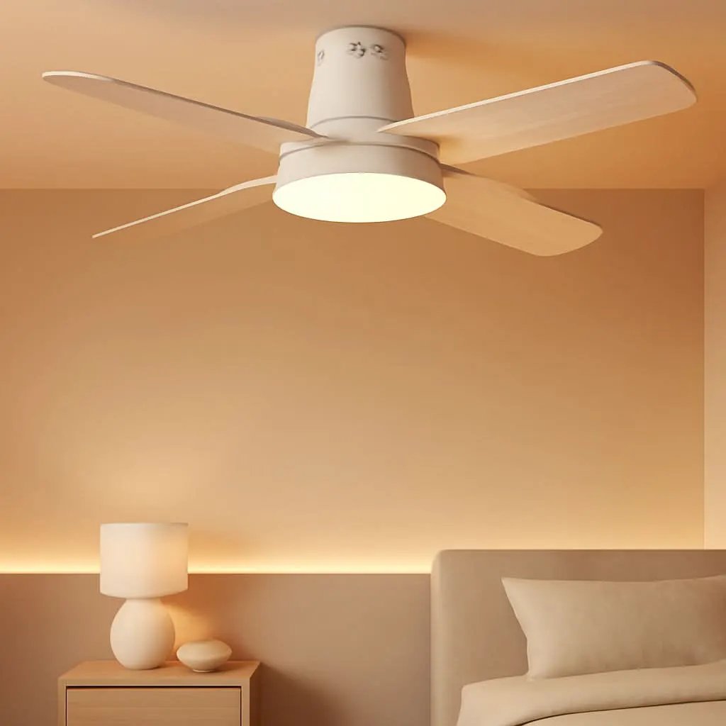 44 Inch White Smart Ceiling Fan With Dimmable LED Light And Remote from PriceLows™