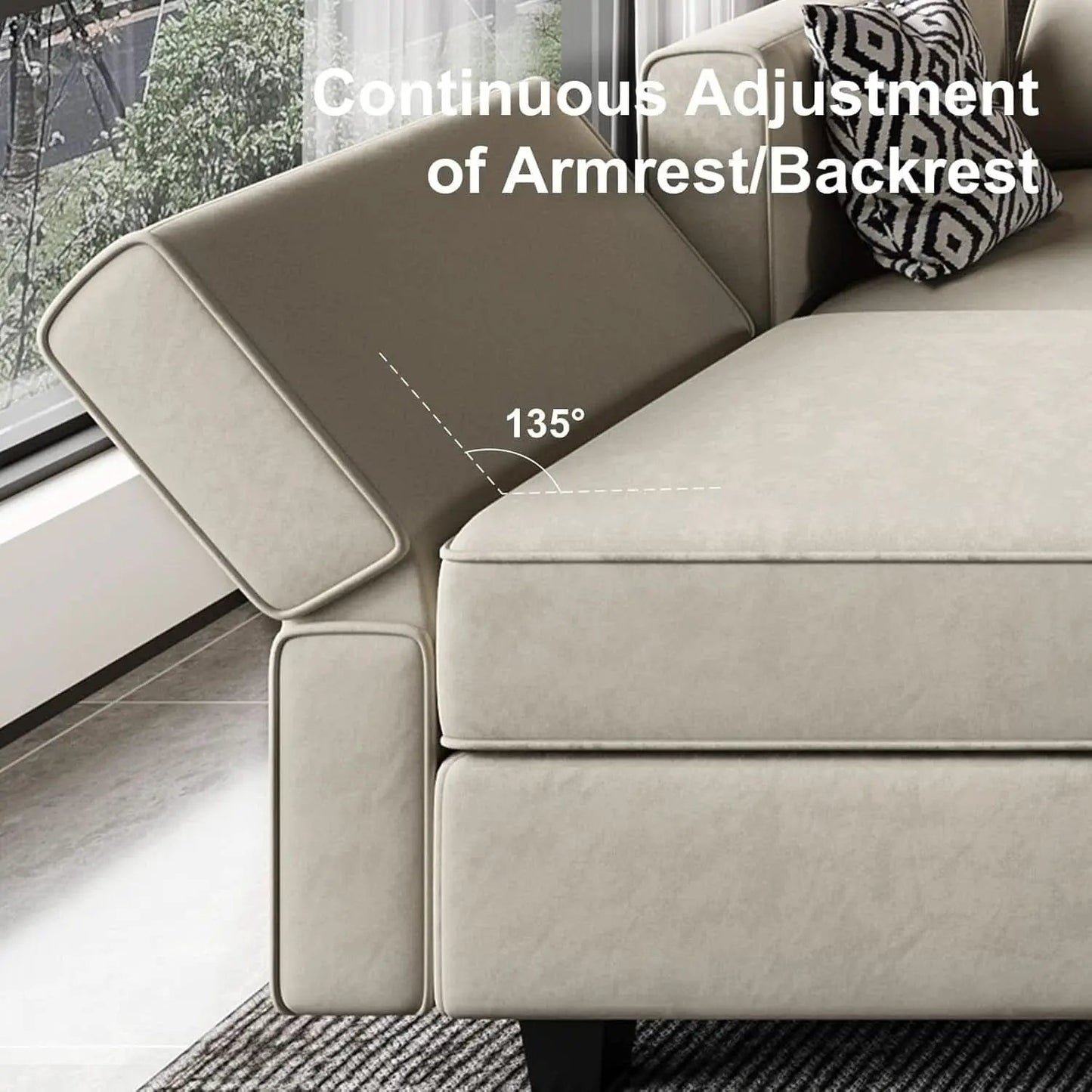 Modular U Shaped Sectional Sofa Grey Velvet With Storage from PriceLows™