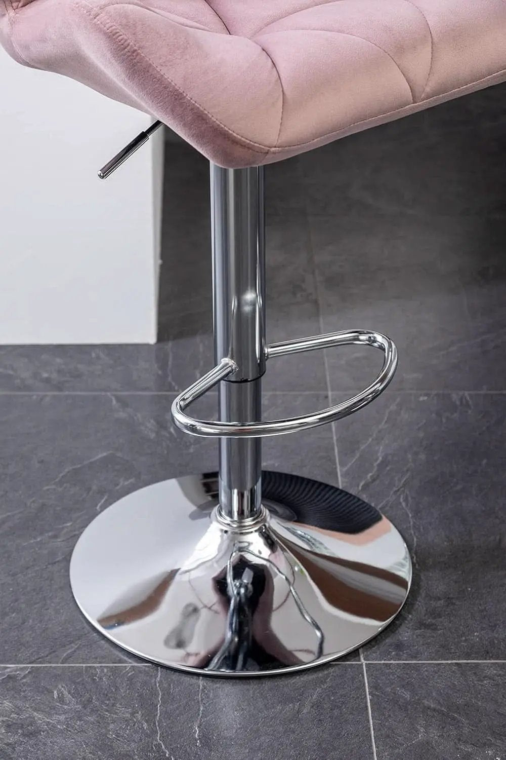 Breni Velvet Diamond Tufted Swivel Bar Stool Set Of 2 Mauve from PriceLows™
