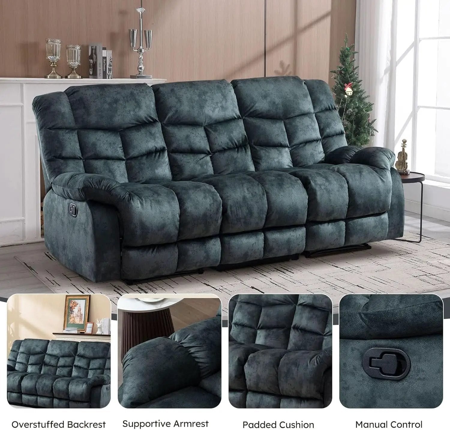 Grey Manual Reclining Living Room Set With One Seat Recliner And 3 Seat Sofa from PriceLows™