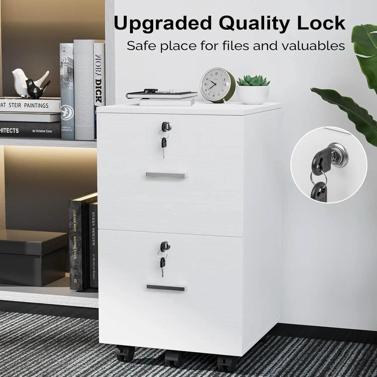 2 Drawer Locking File Cabinet For Letter Size Folders With Tabs, Mobile Under Desk from PriceLows™