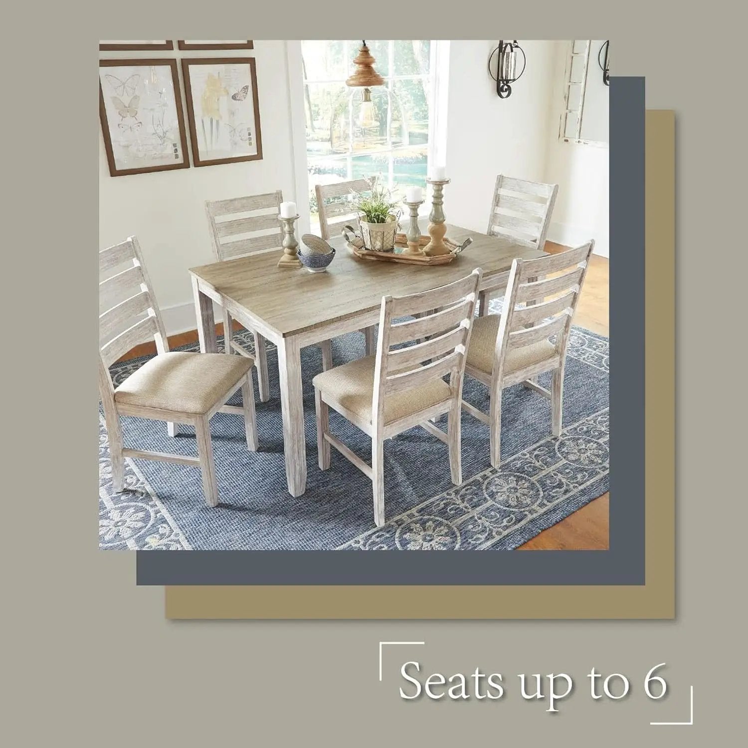 Seven Piece Weathered Whitewash Dining Set Collection from PriceLows™