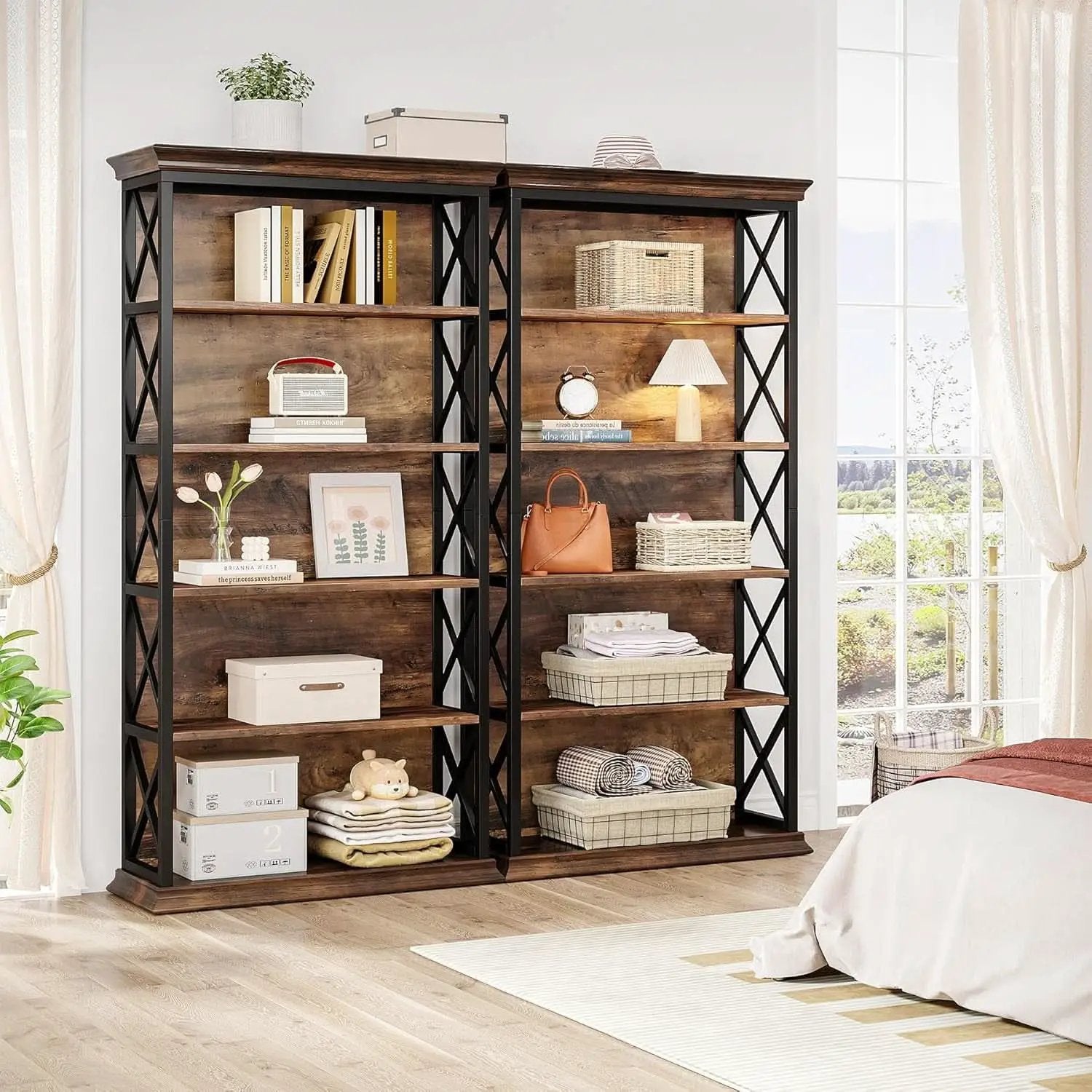 Six Tier Bookcase 71 Inch Industrial Storage Shelf from PriceLows™