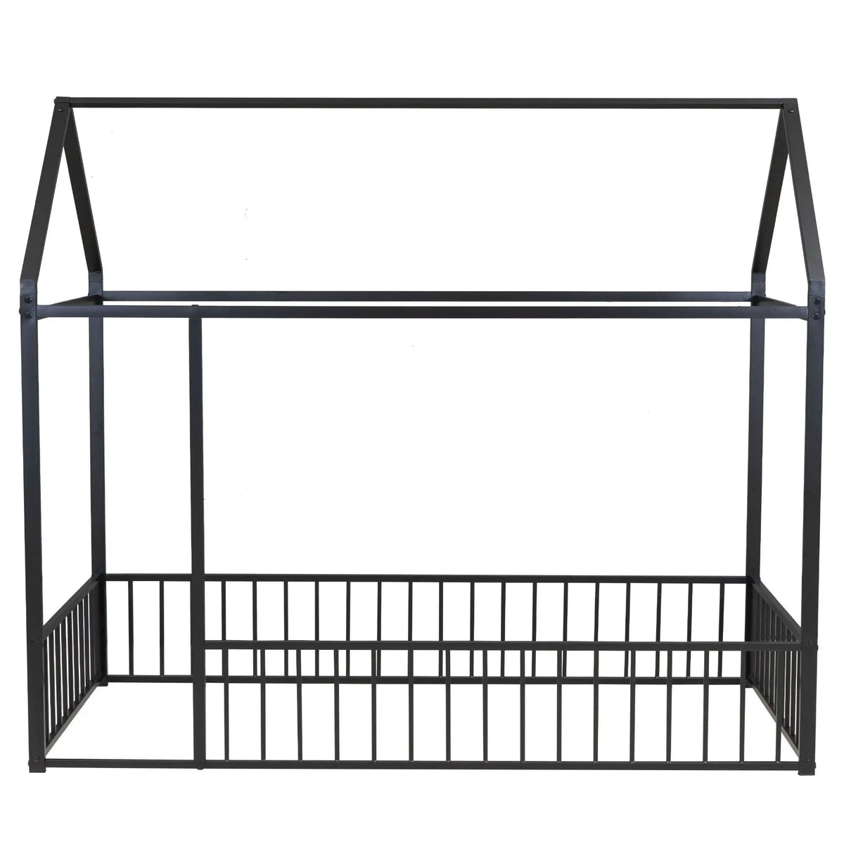 Kids Metal Bed Frame | Roof And Side Fence | Semi Enclosed Space | Three Colors