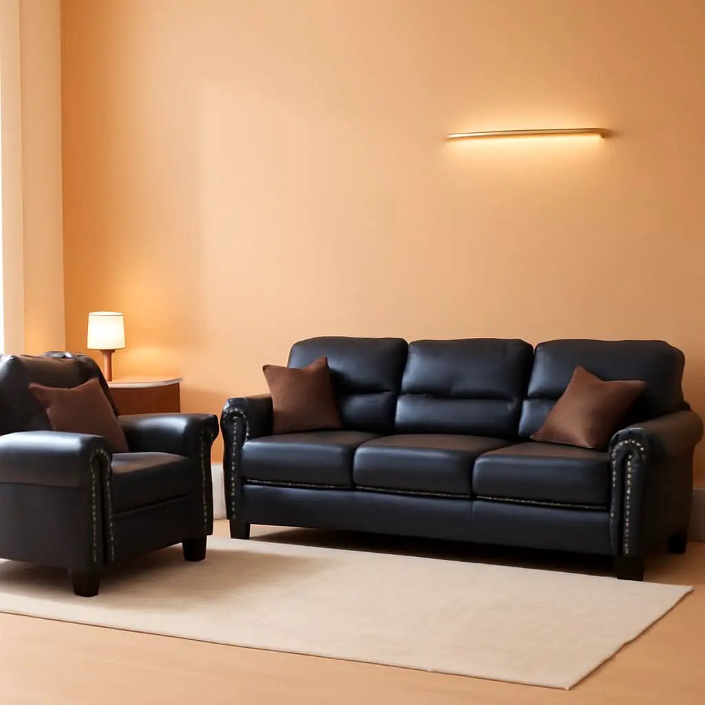 Bonded Leather 2 Piece Sofa And Loveseat Set Black from PriceLows™