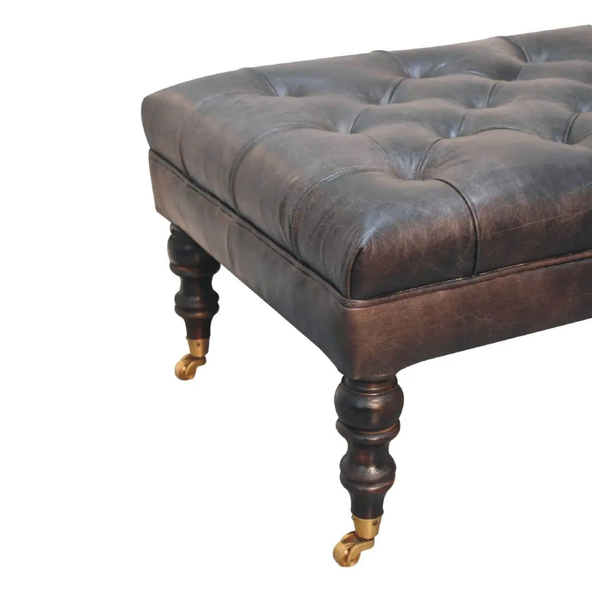 Buffalo Ottoman With Castor Legs | 7 Pieces | Mango Wood | Living Room