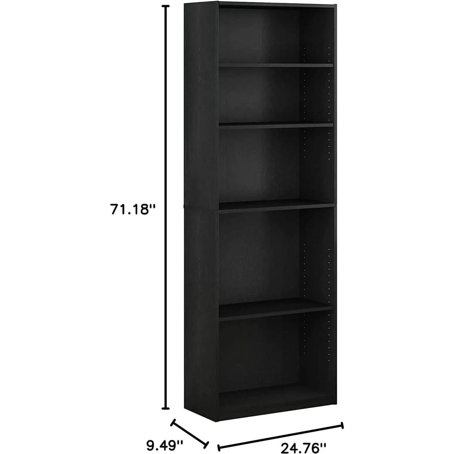 Jaya Black 5 Tier Bookcase For Home Office Storage from PriceLows™