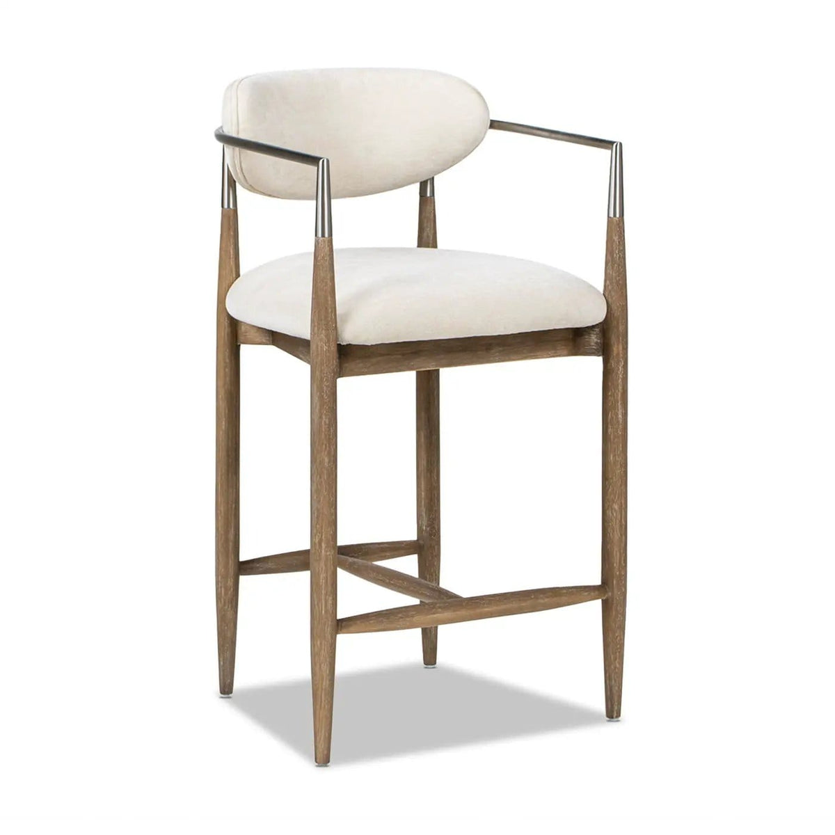 Artemis Mixed Material Upholstered Counter Stool Counter Height (24"-27") | 21 x 21 x 37 in | Rubberwood | Warm White