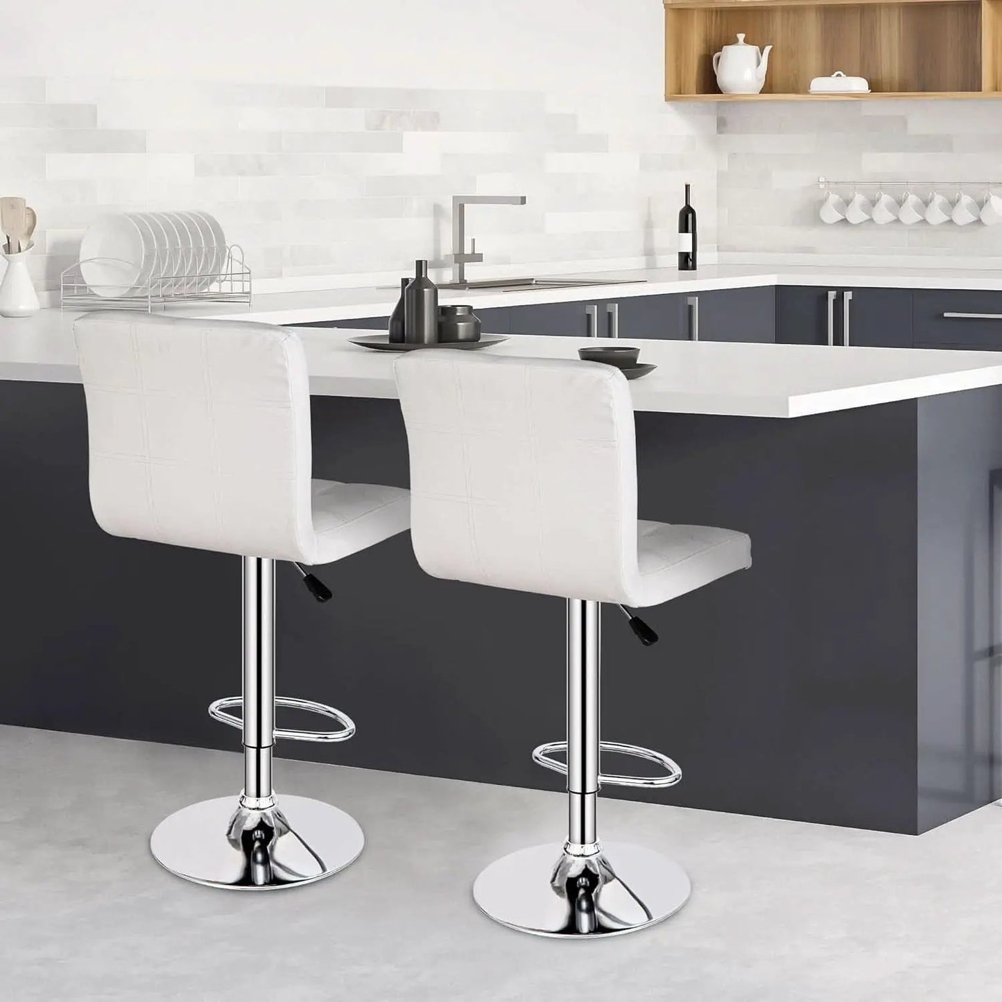 X Large White Adjustable Counter Height Bar Stools Swivel 4 Pack from PriceLows™