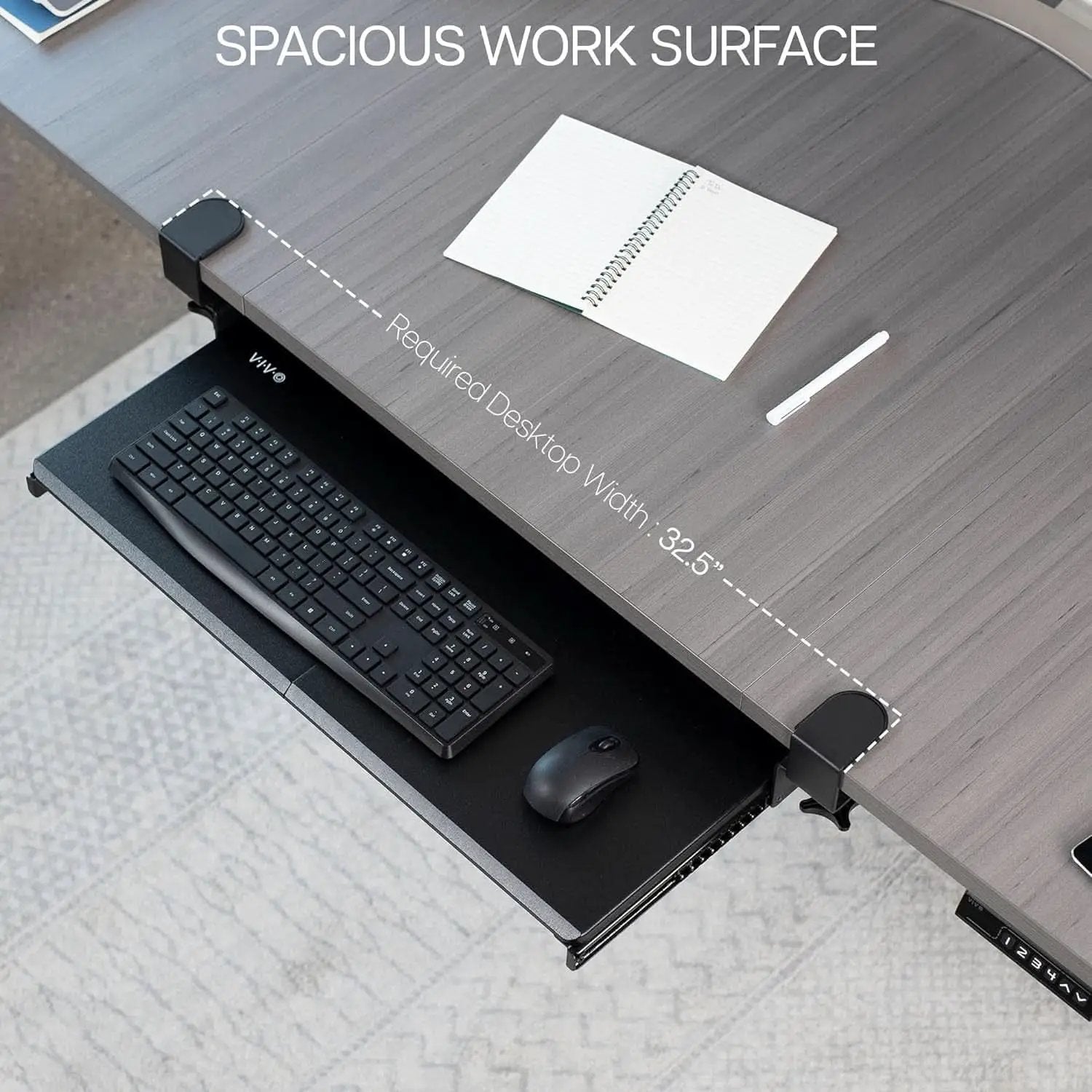 Under Desk Keyboard Tray 27x11 Inch C Clamp Mount Black from PriceLows™