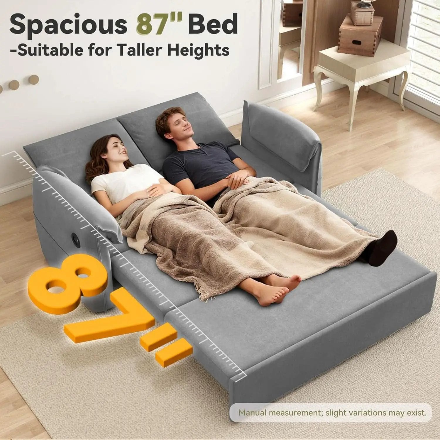 Light Grey Eighty Seven Inch Convertible Sleeper Sofa from PriceLows™
