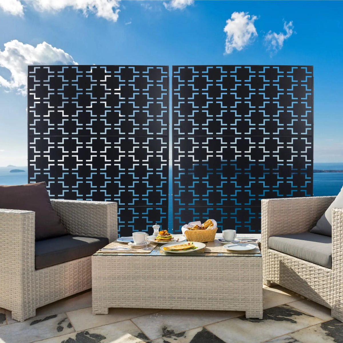 Metal Privacy Screen | Rust Resistant | Freestanding Design | Black