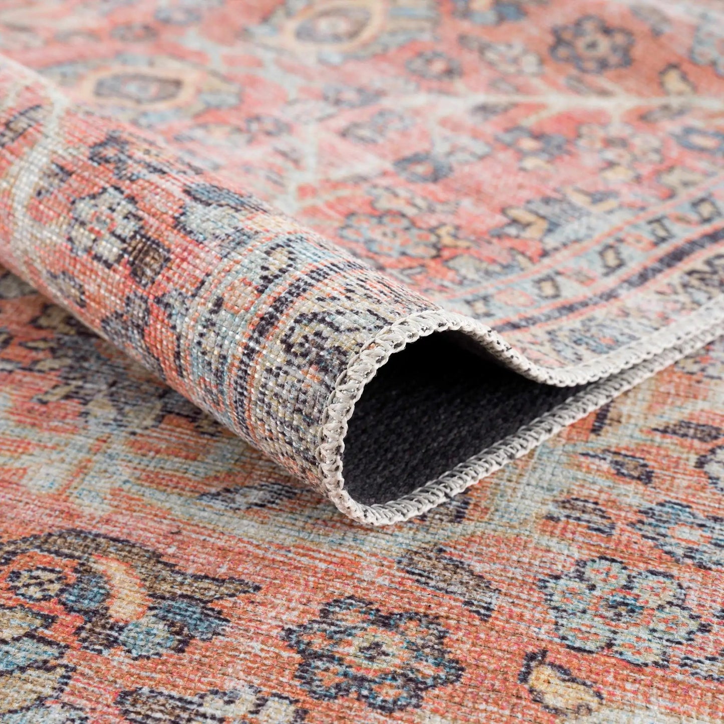 Urpi Rose & Blue Washable Area Rug from PriceLows™