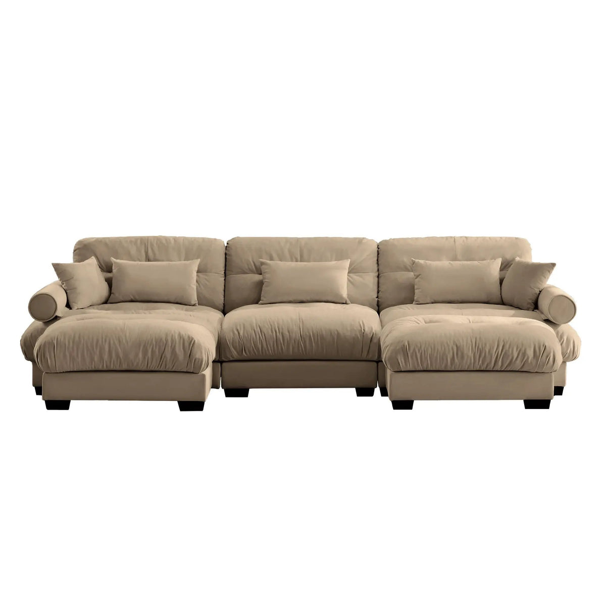 Modular Sectional Sofa | Deep Comfort Cushions | Vintage Fabric Ottoman