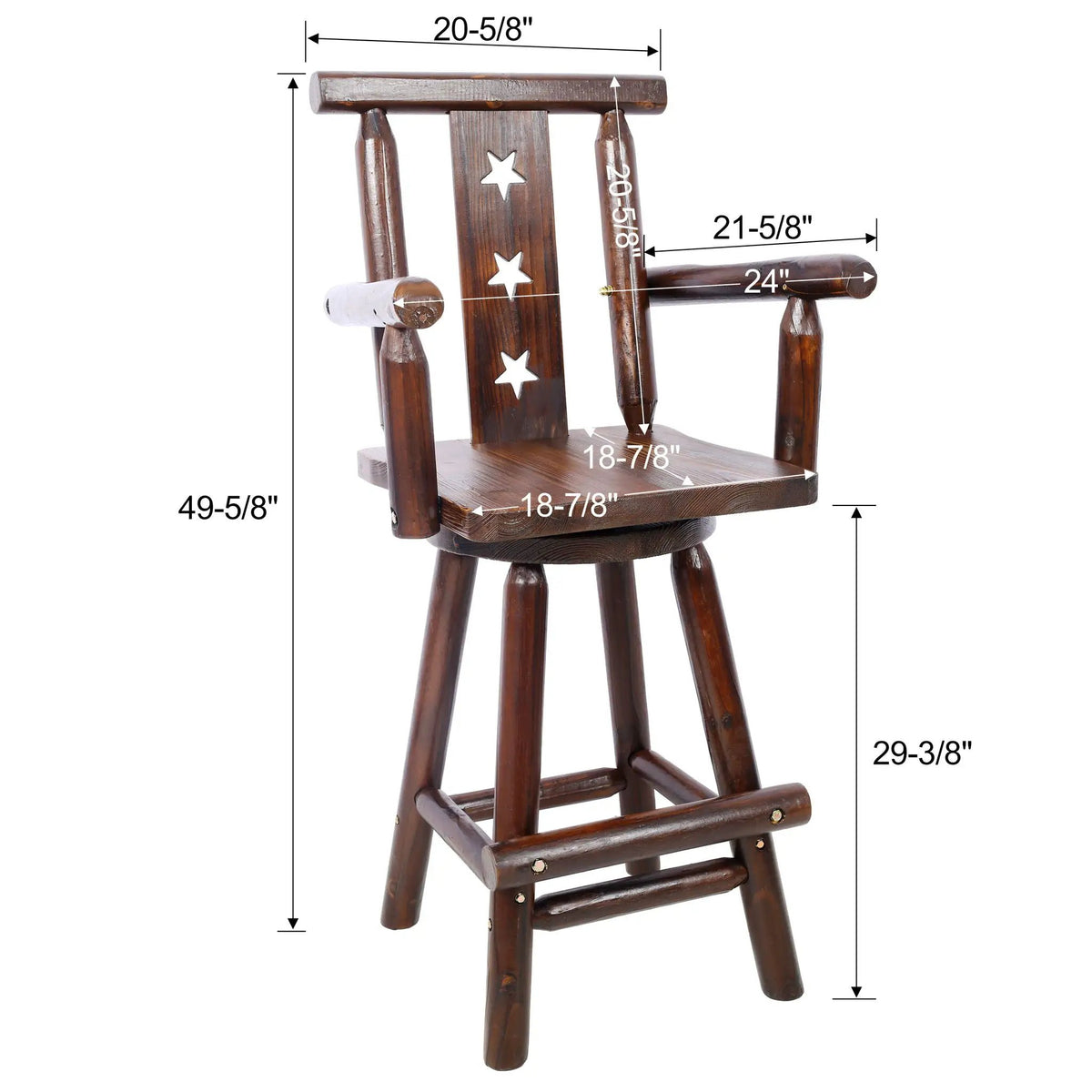 Bistro Chair | 360 Degree Swivel | Fir Wood Construction | Brown
