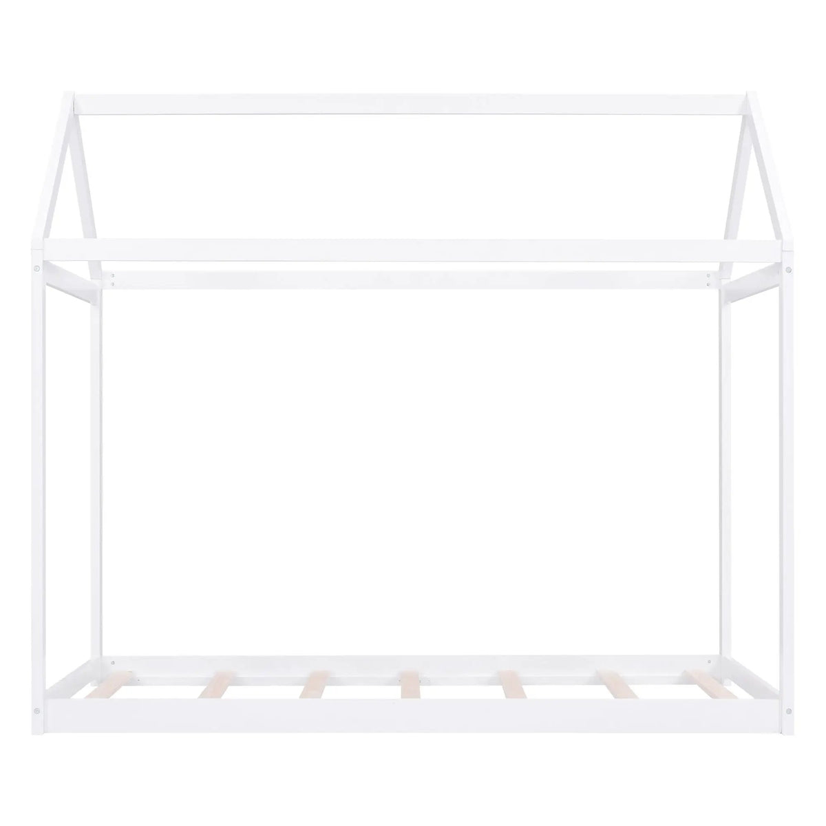 Wooden House Shaped Bed | Roof-Like Structure | Low Profile Design | 78.3 Inch Length