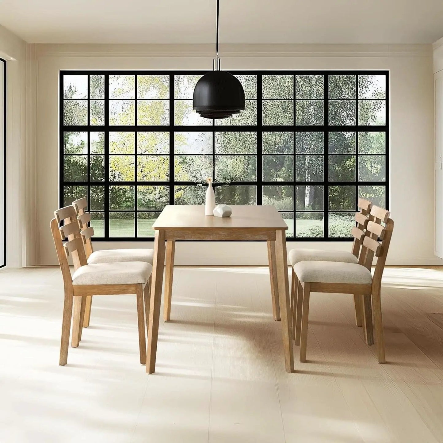 Farmhouse Dining Table Set With Upholstered Chairs from PriceLows™