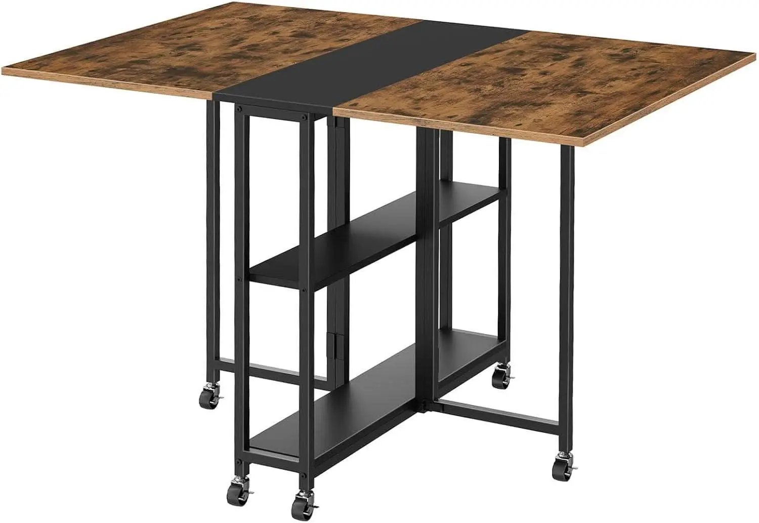 Rustic Brown Expandable Folding Dining Table With 6 Wheels from PriceLows™