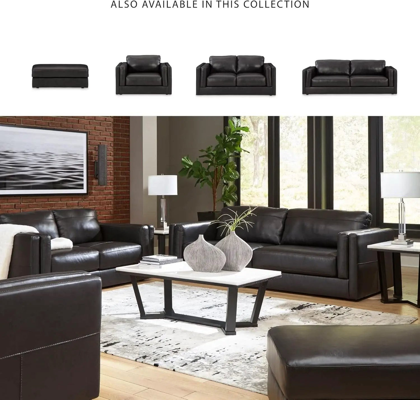 Contemporary Black Cushioned Rectangular Ottoman Finish from PriceLows™