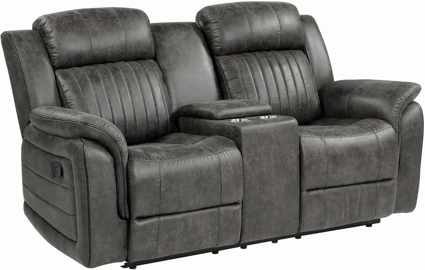 3 Piece Recliner Living Room Set In Brownish Gray Microfiber from PriceLows™