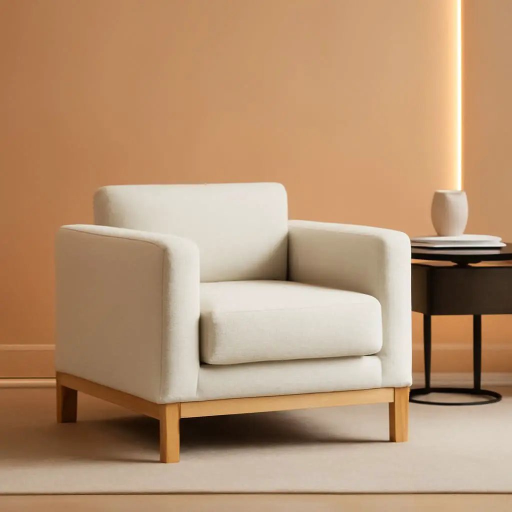 Beige 41.34 Inches Boucle Upholstered Accent Chair from PriceLows™