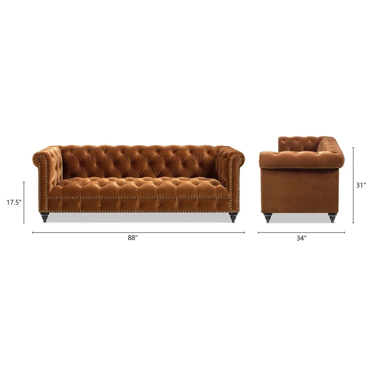 Alto Tufted Chesterfield Sofa | 2 Pieces | Fabric & Iron | Living Room