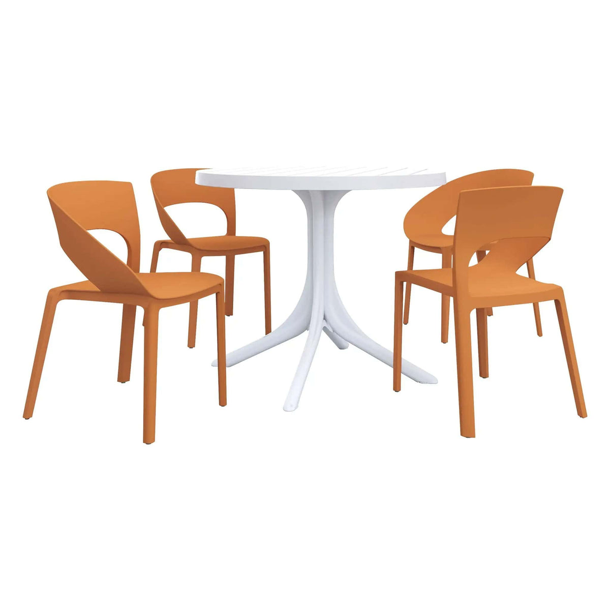 4 Piece Set Of Modern Designed Single Chairs With Round Table | 4-Piece Set | Metal | Outdoor Living