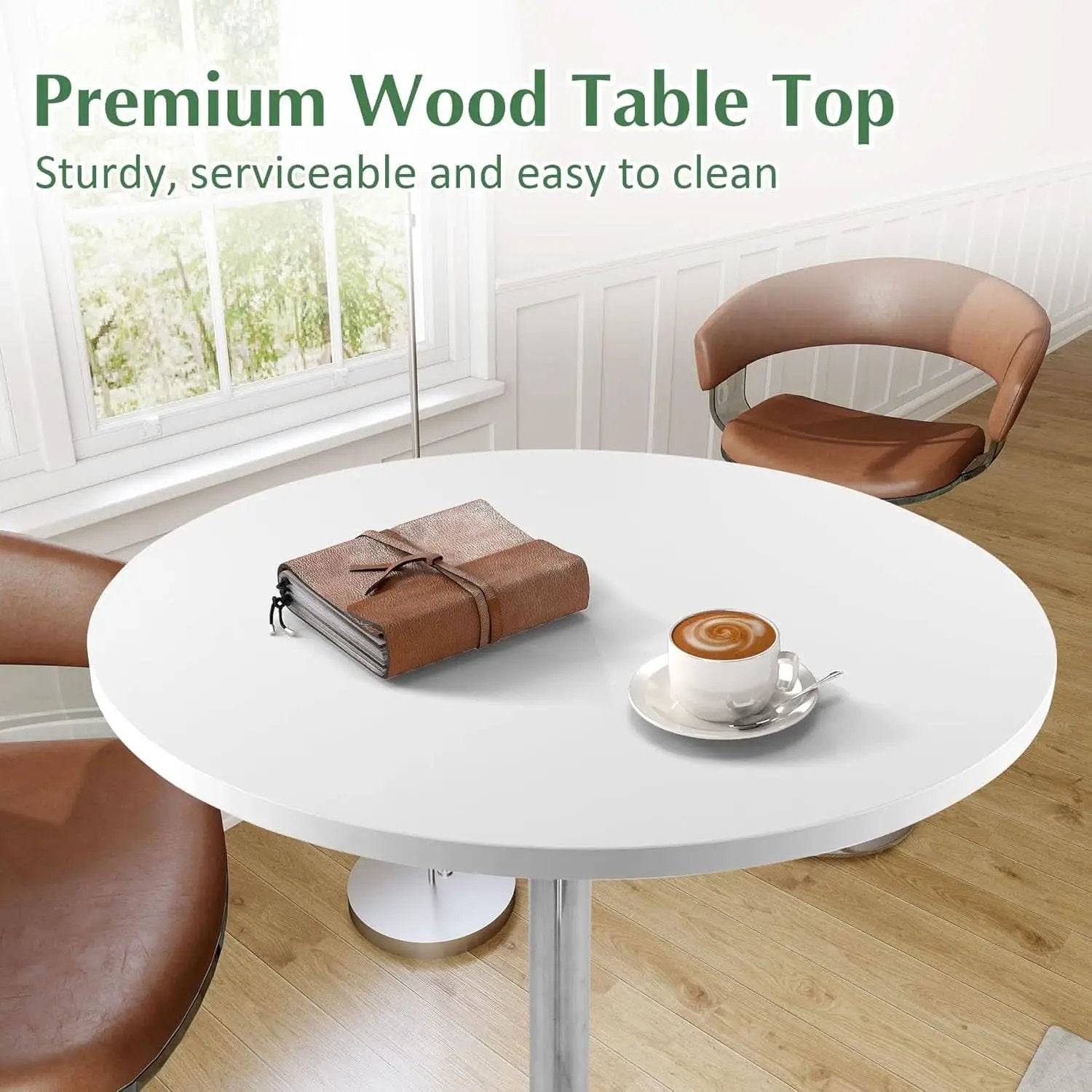 White Round Pub Table With Sturdy Crossbase 39 Inches from PriceLows™