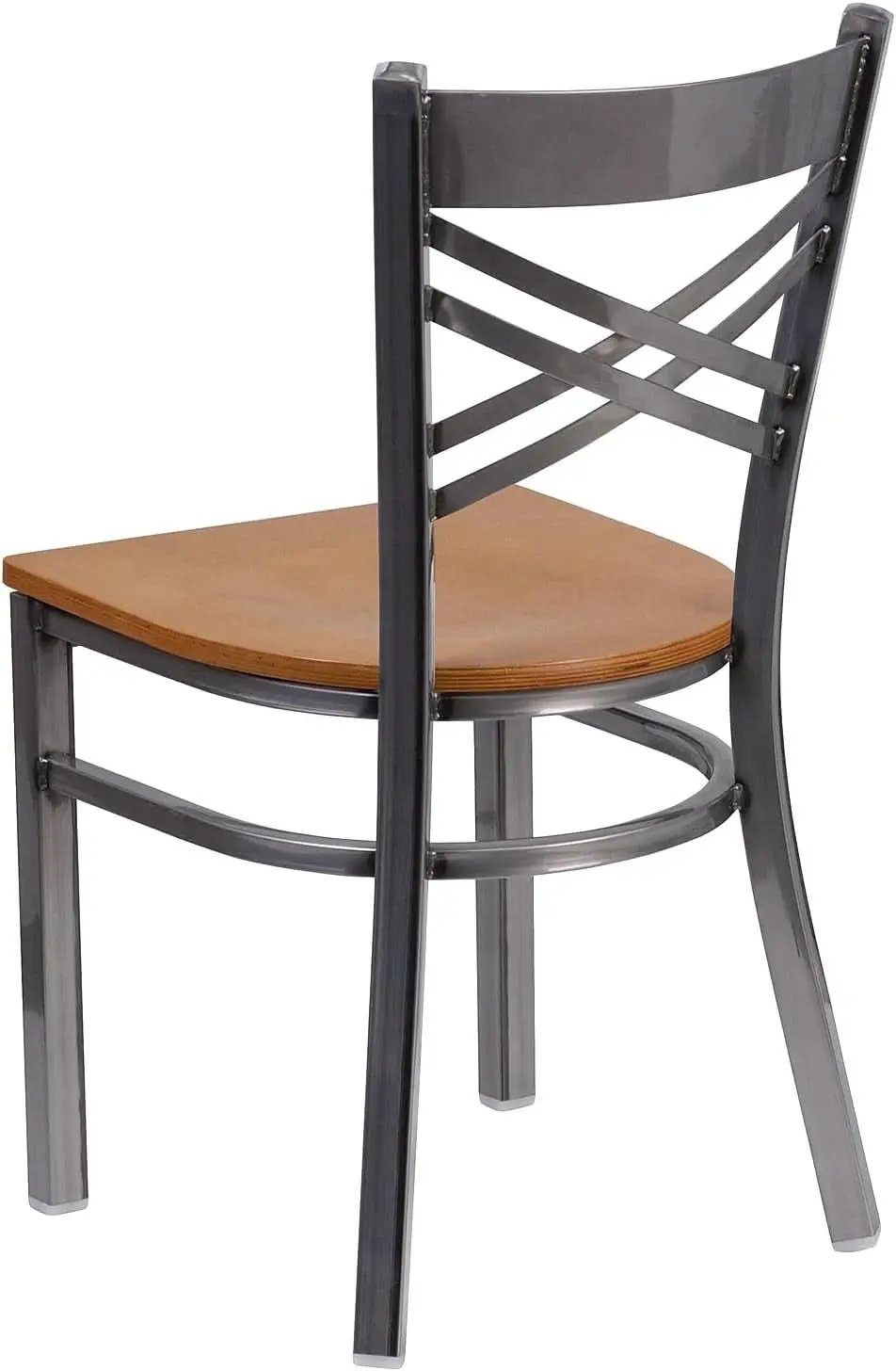 HERCULES Series Clear Coated X Back Metal Restaurant Chair 2 Pack Natural Wood Seat from PriceLows™