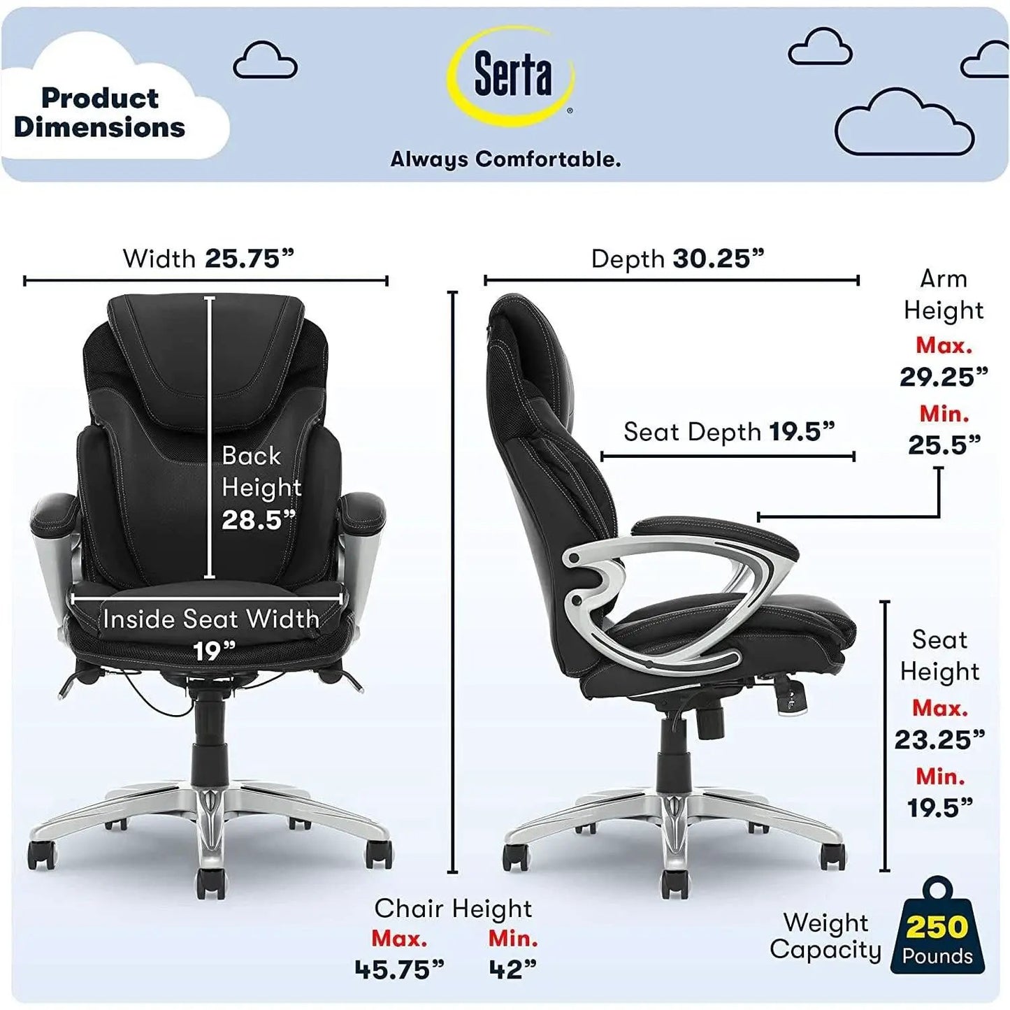 Ergonomic Executive Chair Bonded Leather With Air Lumbar from PriceLows™