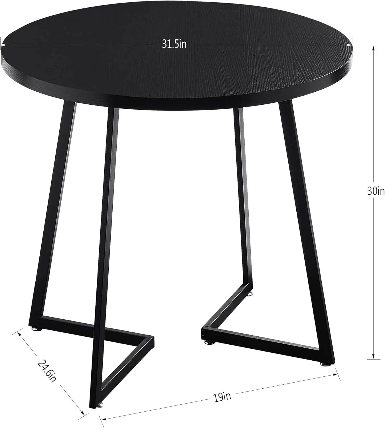 Round Black Woodgrain Top Dining Table With Steel Frame from PriceLows™