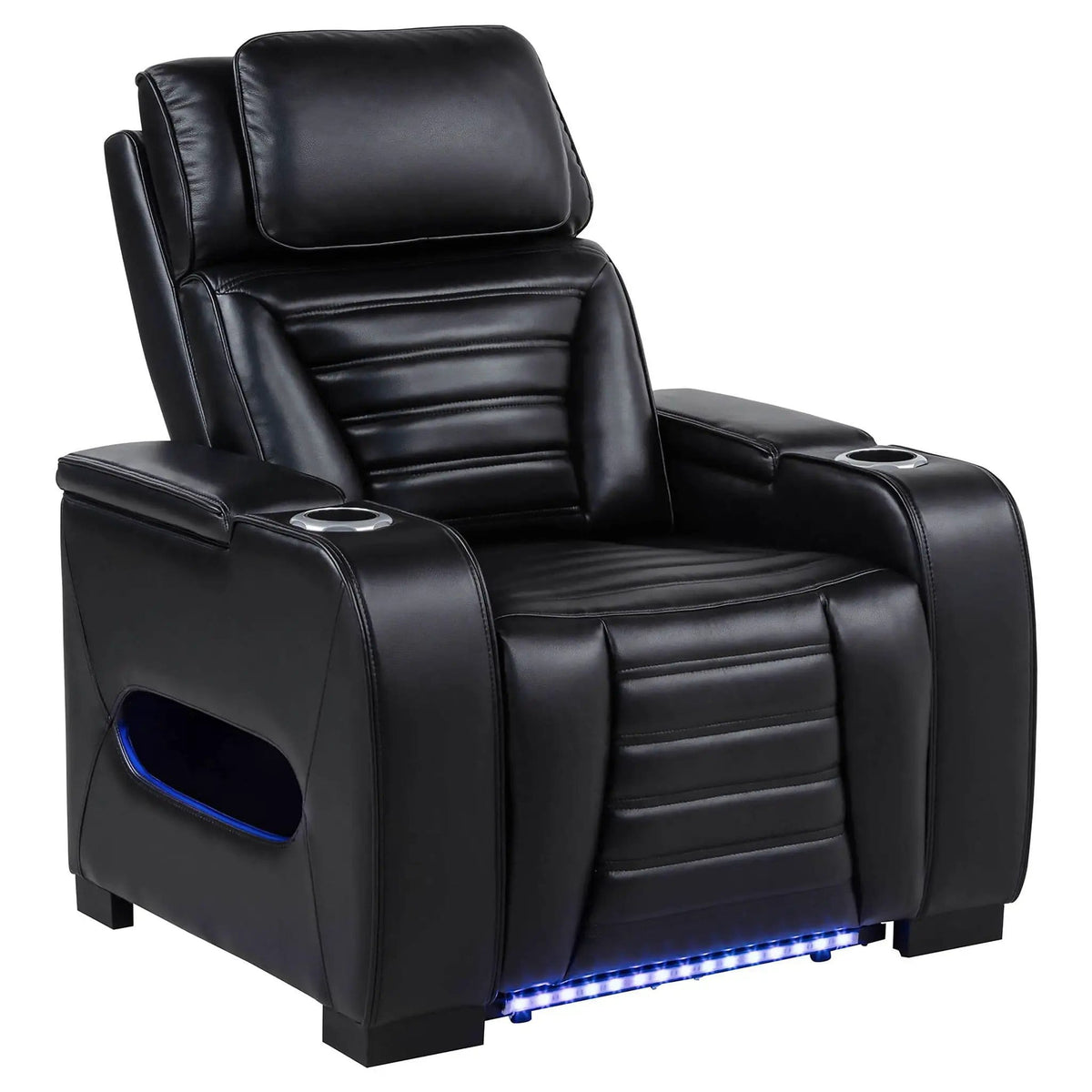 Zuma Faux Leather Upholstered Dual Power LED Recliner Reclining Chair | 38 x 40 x 43.75 in | Faux Leather | Black