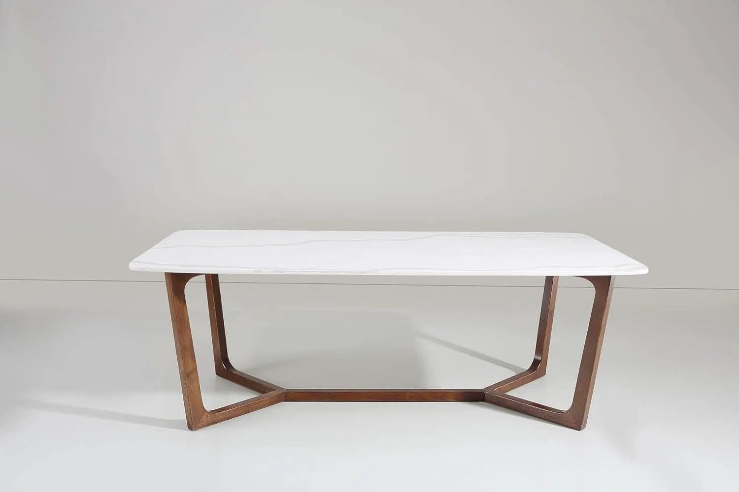Adelaide Calacatta Quartz Dining Table Walnut Base from PriceLows™