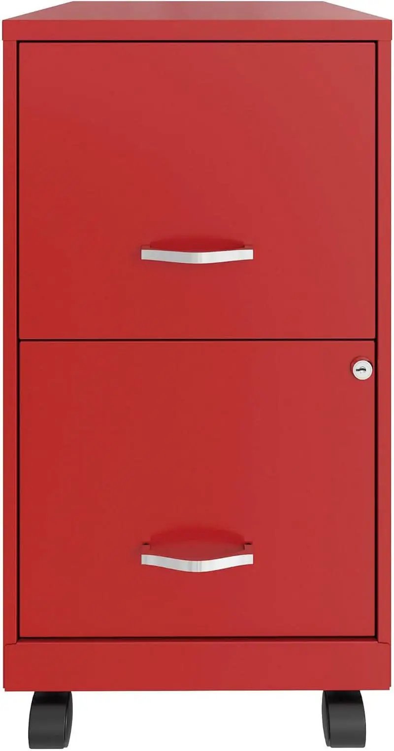Red Mobile File Cabinet With 2 Locking Drawers 18 Inch from PriceLows™