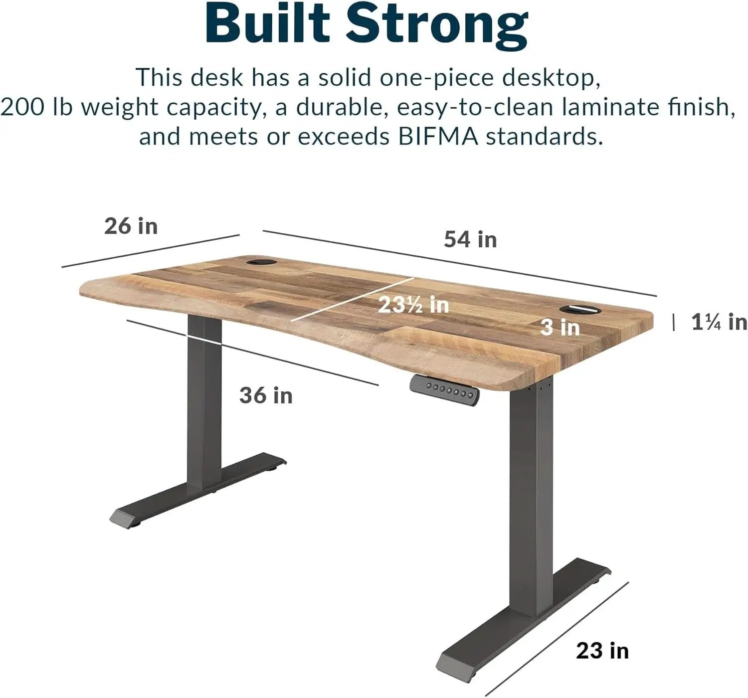 Electric Height Adjustable Standing Desk 54 By 26 Inches Reclaimed Wood from PriceLows™