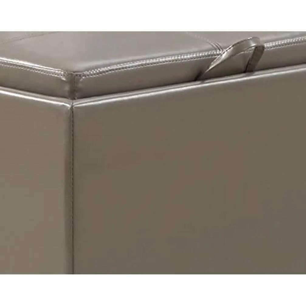 Gray Storage Ottoman With Reversible Tray Top Modern Design from PriceLows™