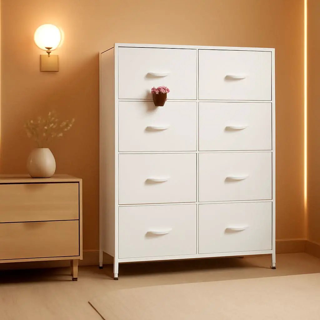 Fabric Dresser For Bedroom Tall White Modern Storage Unit from PriceLows™