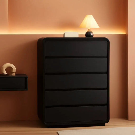 Black Hardwood Dresser With Curved Front Storage Panel from PriceLows™