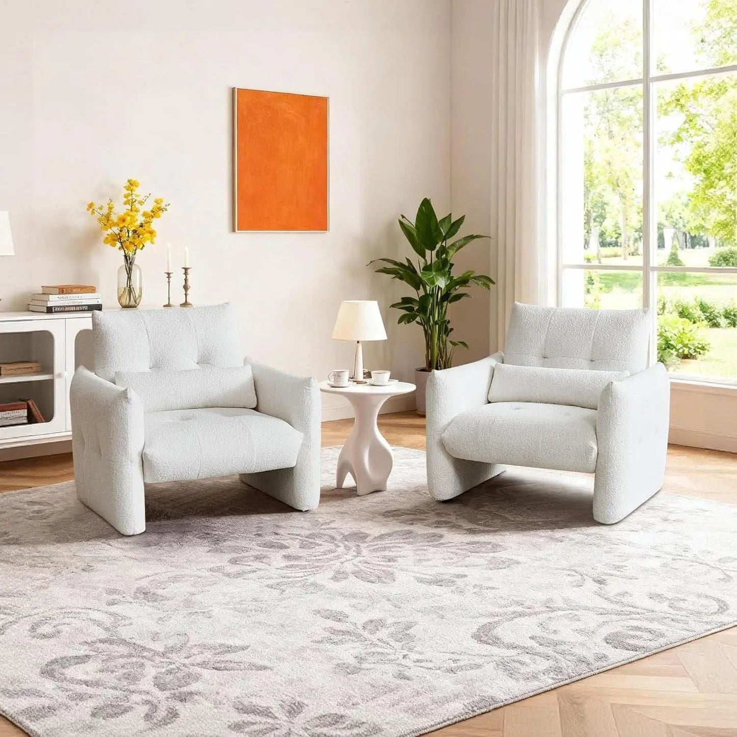 33.9 Inch Sherpa Fabric Upholstered Accent Armchair from PriceLows™