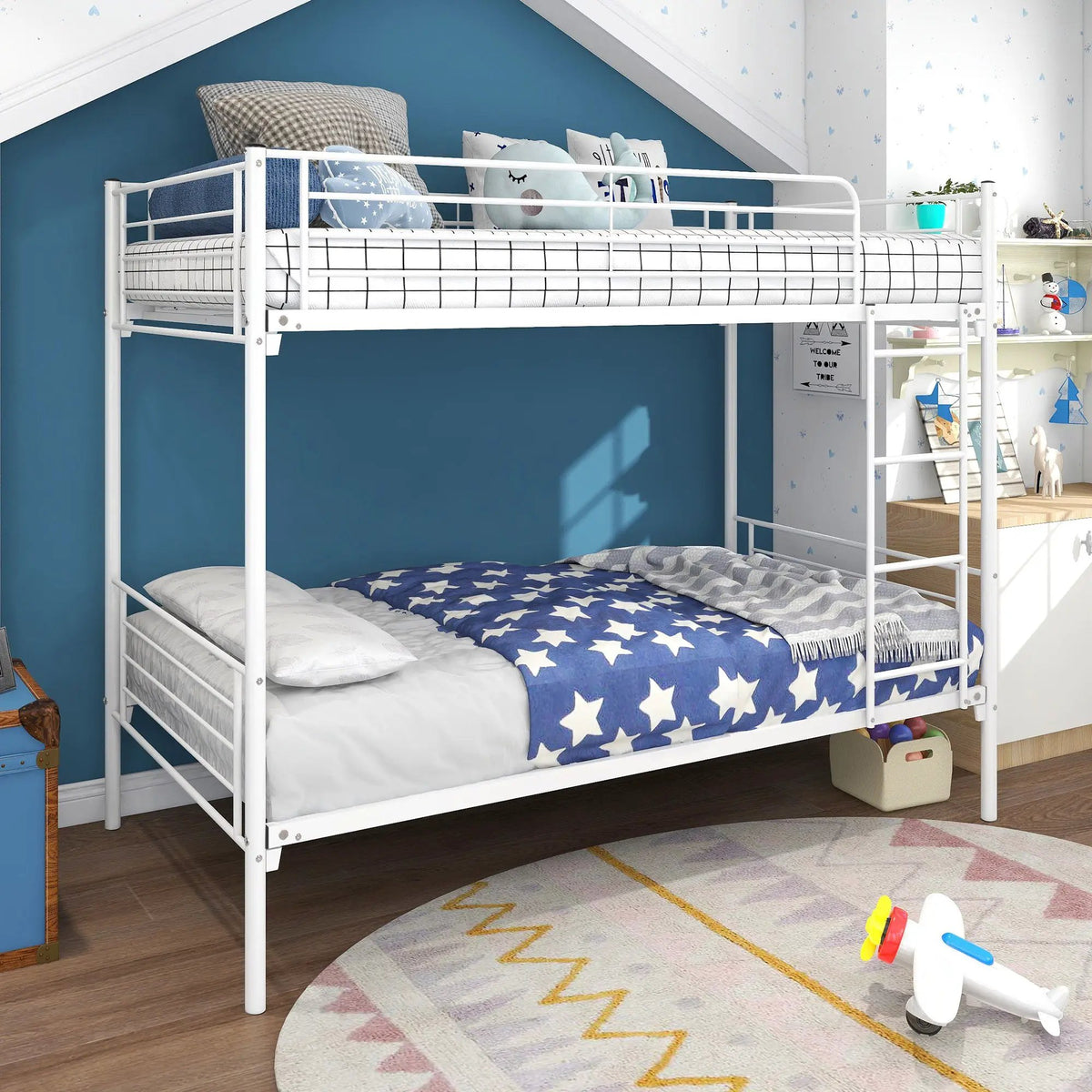 Metal Bunk Bed | Reinforced Steel Frame | Noise Free Design | With Ladder