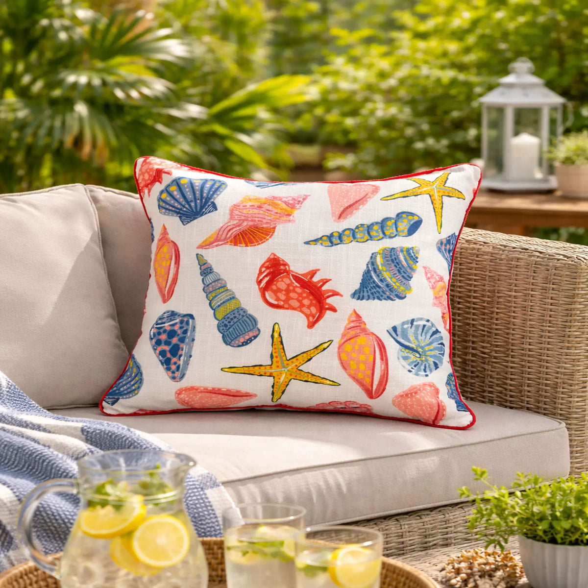 Square Coral Outdoor Pillows | Set Of 2 | 18 Inch Square | Weather-Resistant Polyester