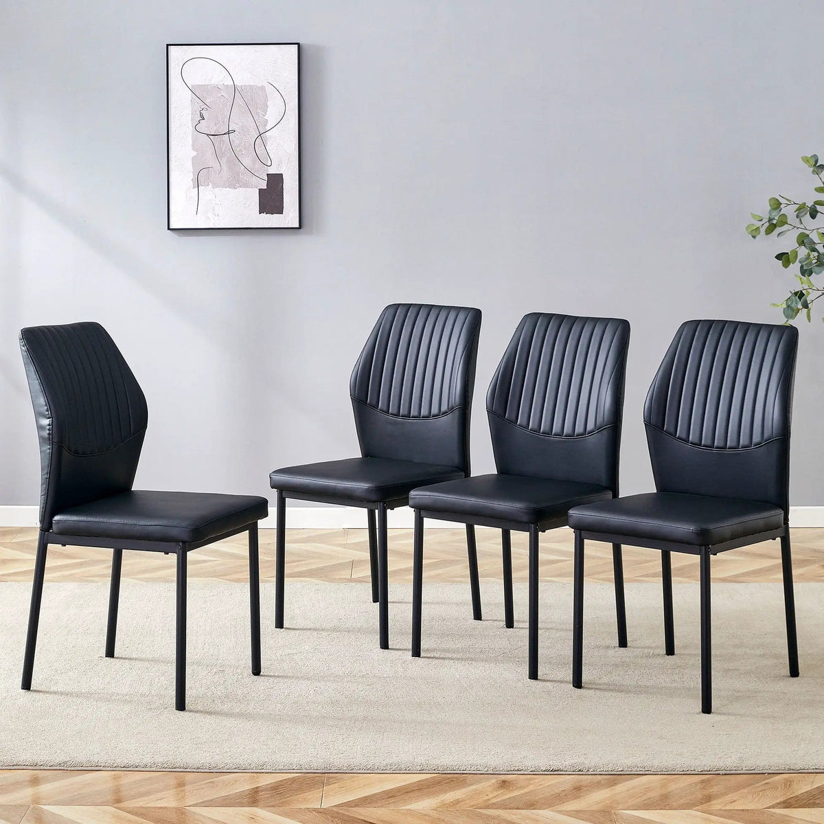 Ergonomic Simple Chair With Metal Leg Chair Set | 3 Pieces | Metal | Dining Room