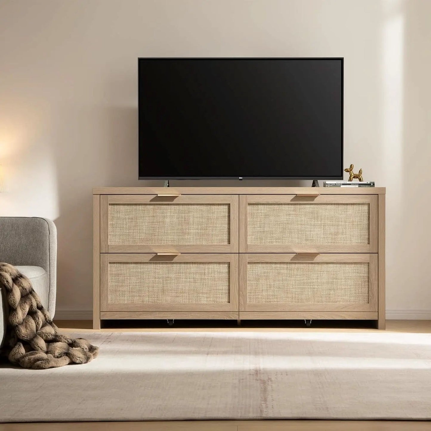 60.8 Inch Dresser Caramel Oak Finish With 7 Drawers from PriceLows™