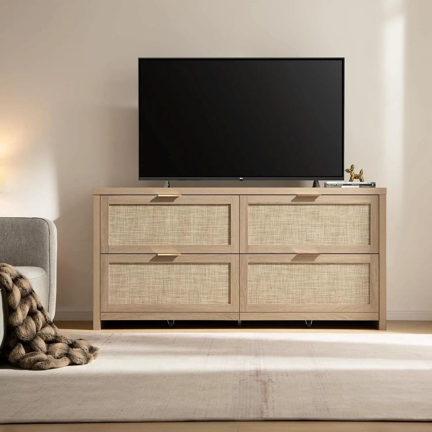 60.8 Inch Dresser Caramel Oak Finish With 7 Drawers from PriceLows™