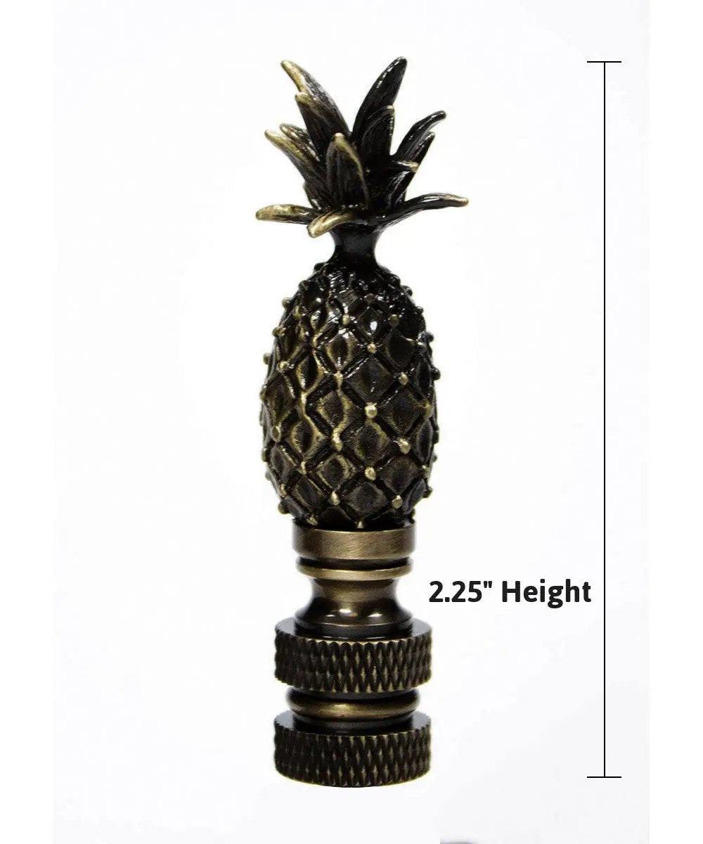 Tall Pineapple Lamp Finial | Antique Brass | Quarter Inch Thread | 2.5 Inch