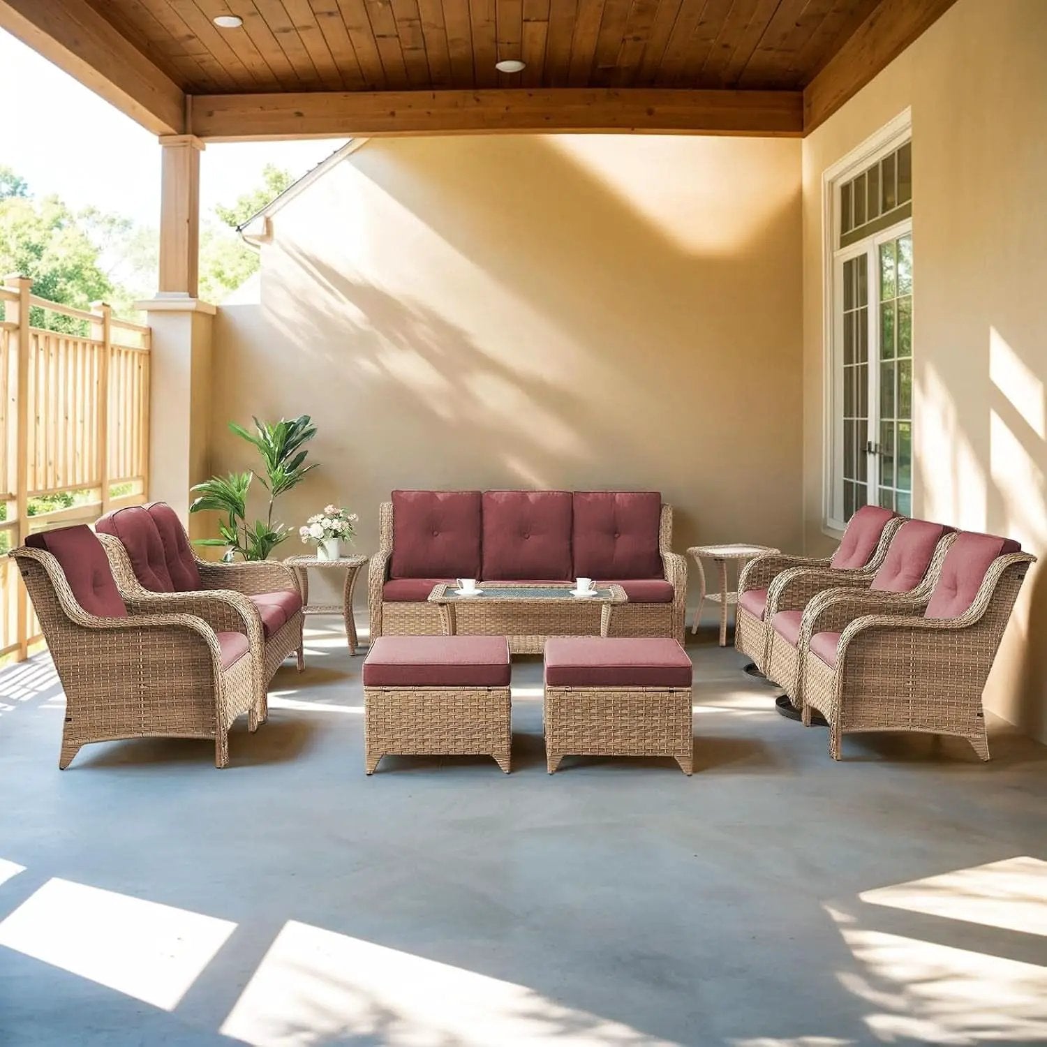 11 Piece Outdoor Furniture Set with Swivel Rocker Chairs from PriceLows™